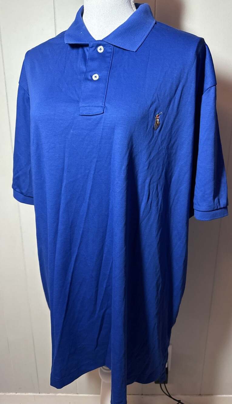 Polo Ralph Lauren Mens 2XL Pima Soft Touch Polo Shirt Royal Blue Short Sleeve GG